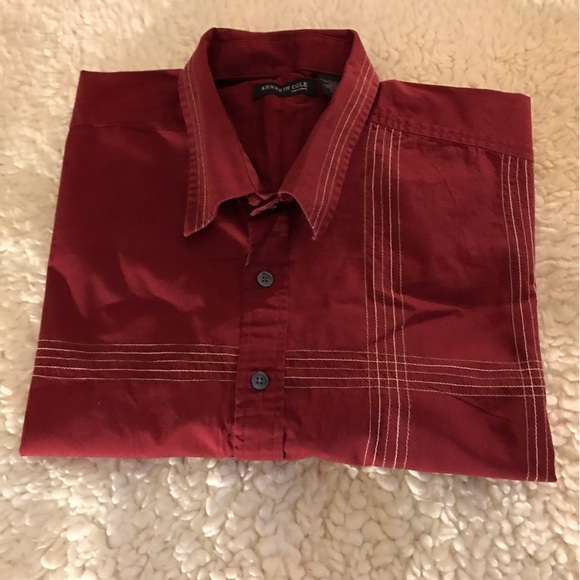 Kenneth Cole New York Short Sleeved Button Top, Color: Maroon, Size: XXL - Picture 5 of 5